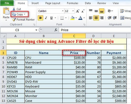 Hướng dẫn chi tiết cách dùng hàm advanced filter trong excel - Ảnh 2