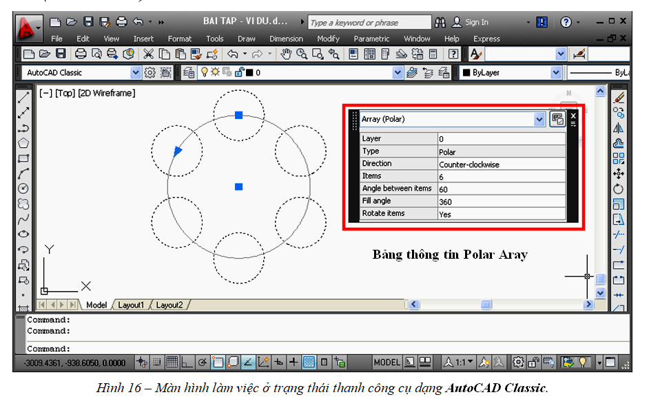 cách sử dụng lệnh array trong cad