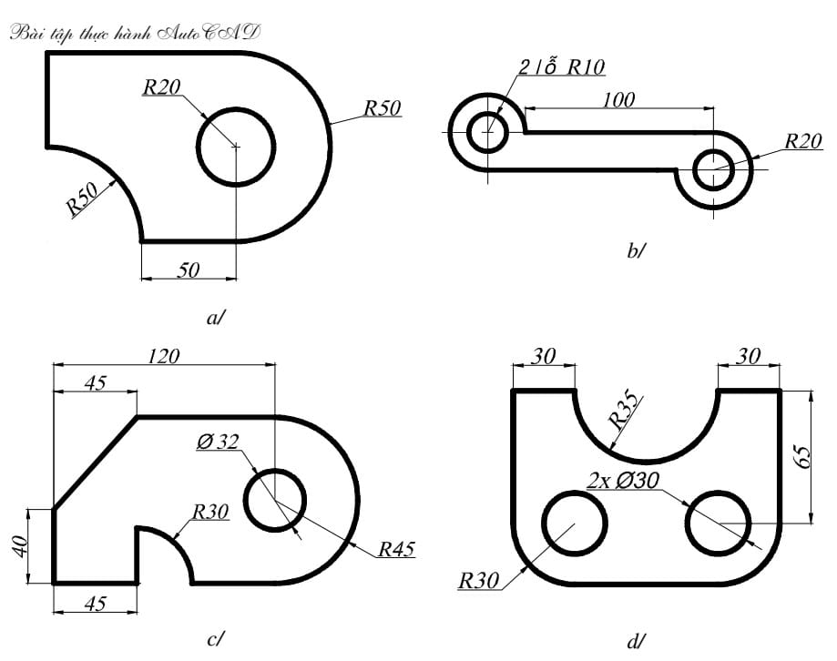 Bài tập AutoCad 2D - Bài số 4-2