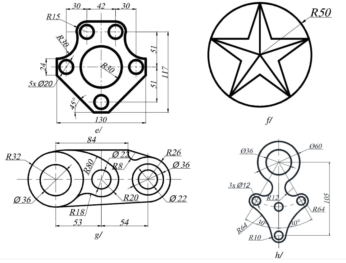 Bài tập AutoCad 2D - Bài số 5-2