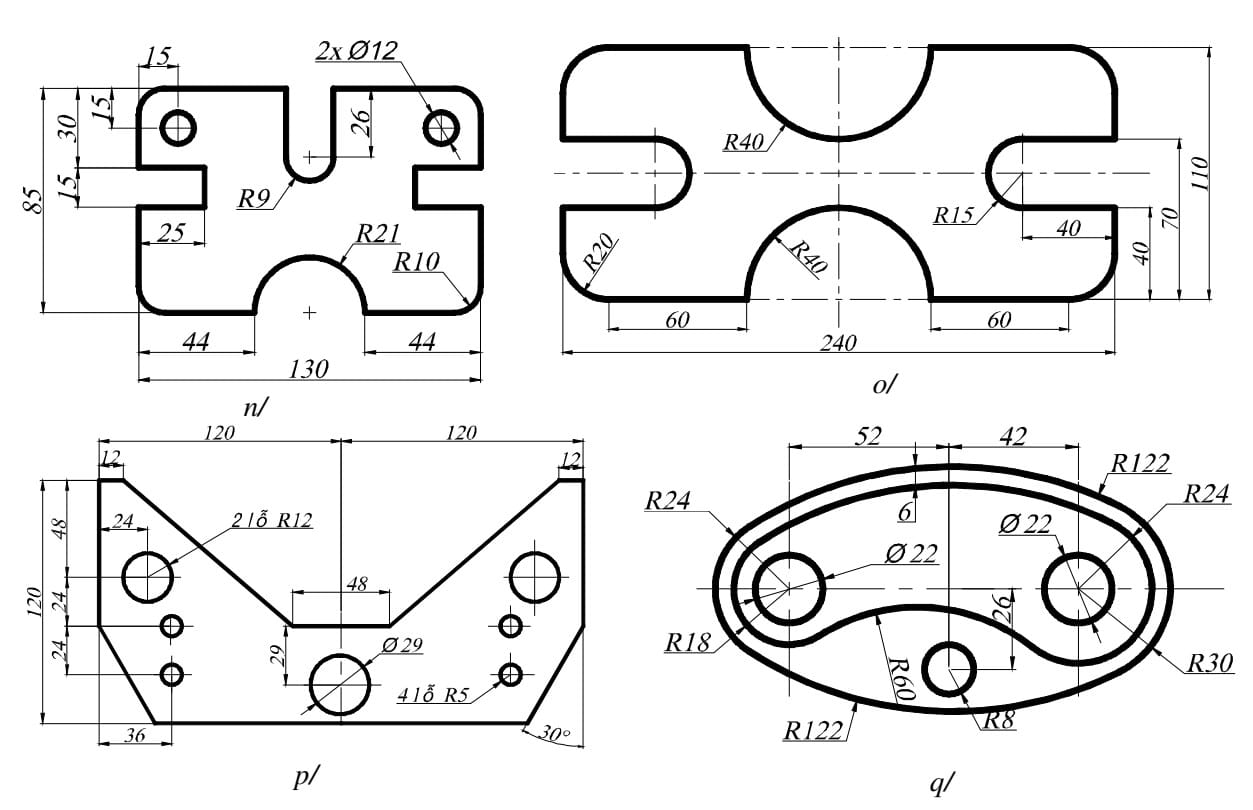 Bài tập AutoCad 2D - Bài số 5-4