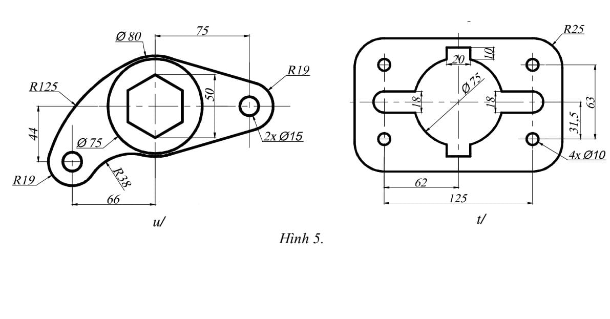Bài tập AutoCad 2D - Bài số 5-5