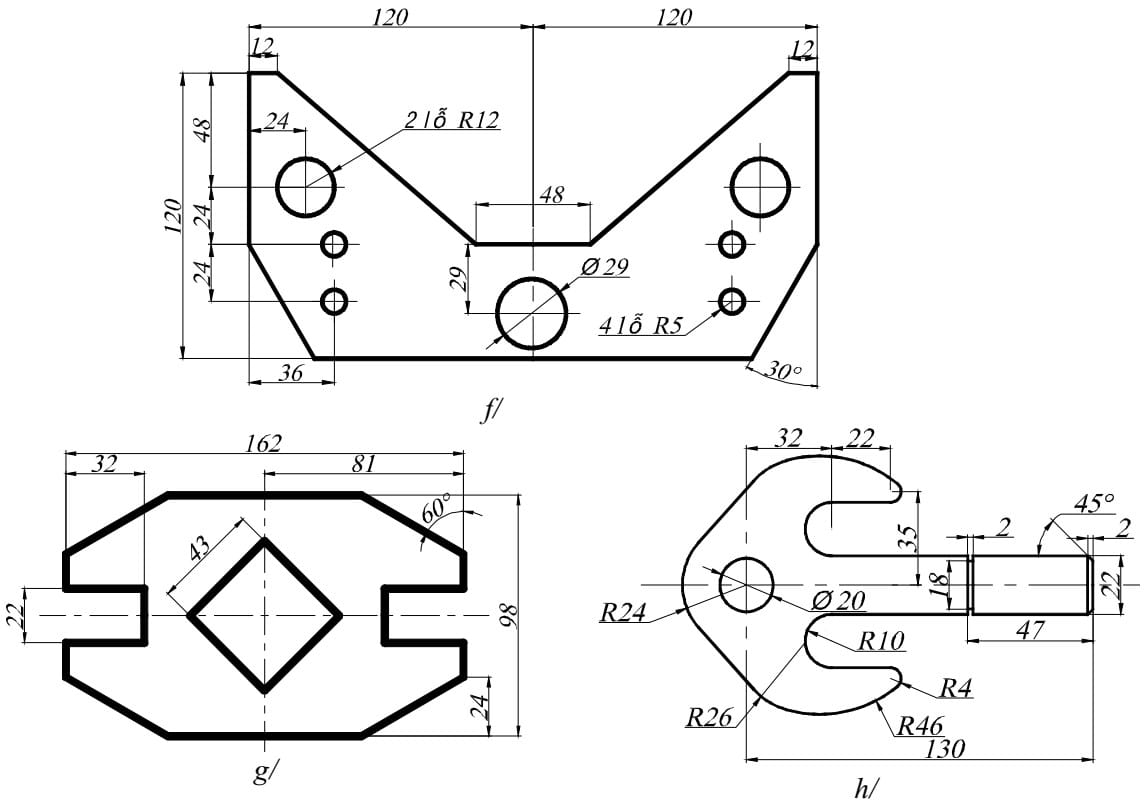 Bài tập AutoCad 2D - Bài số 6-2