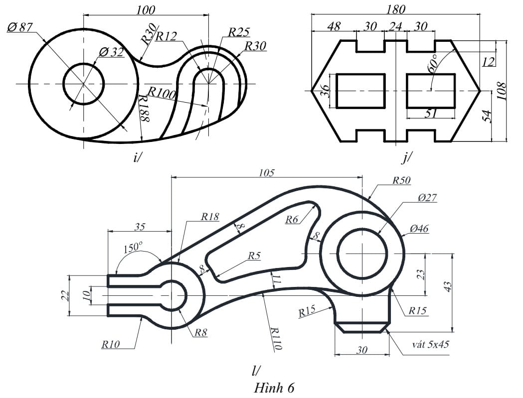 Bài tập AutoCad 2D - Bài số 6-3