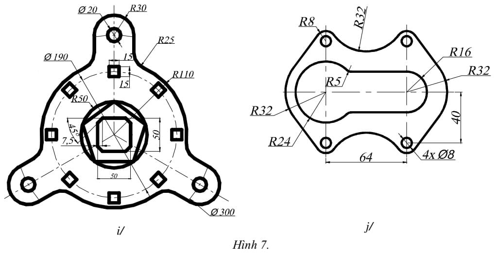 Bài tập AutoCad 2D - Bài số 7-3
