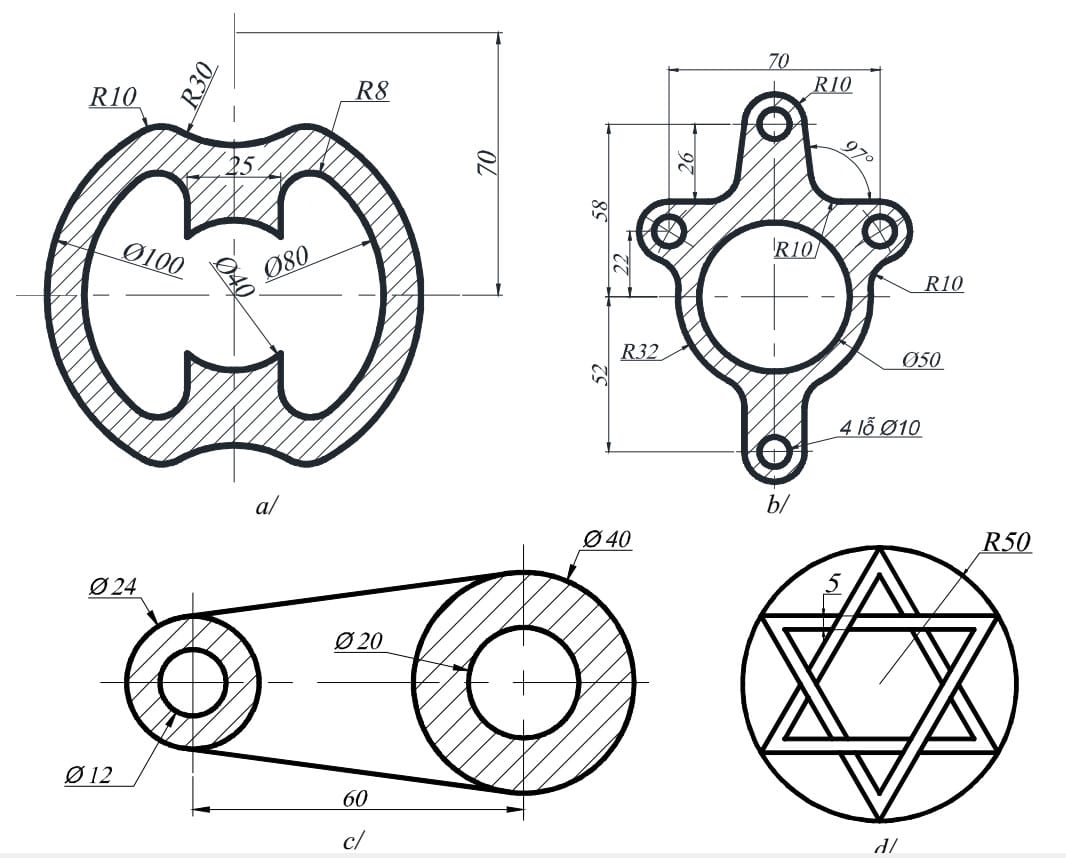 Bài tập AutoCad 2D - Bài số 8-1