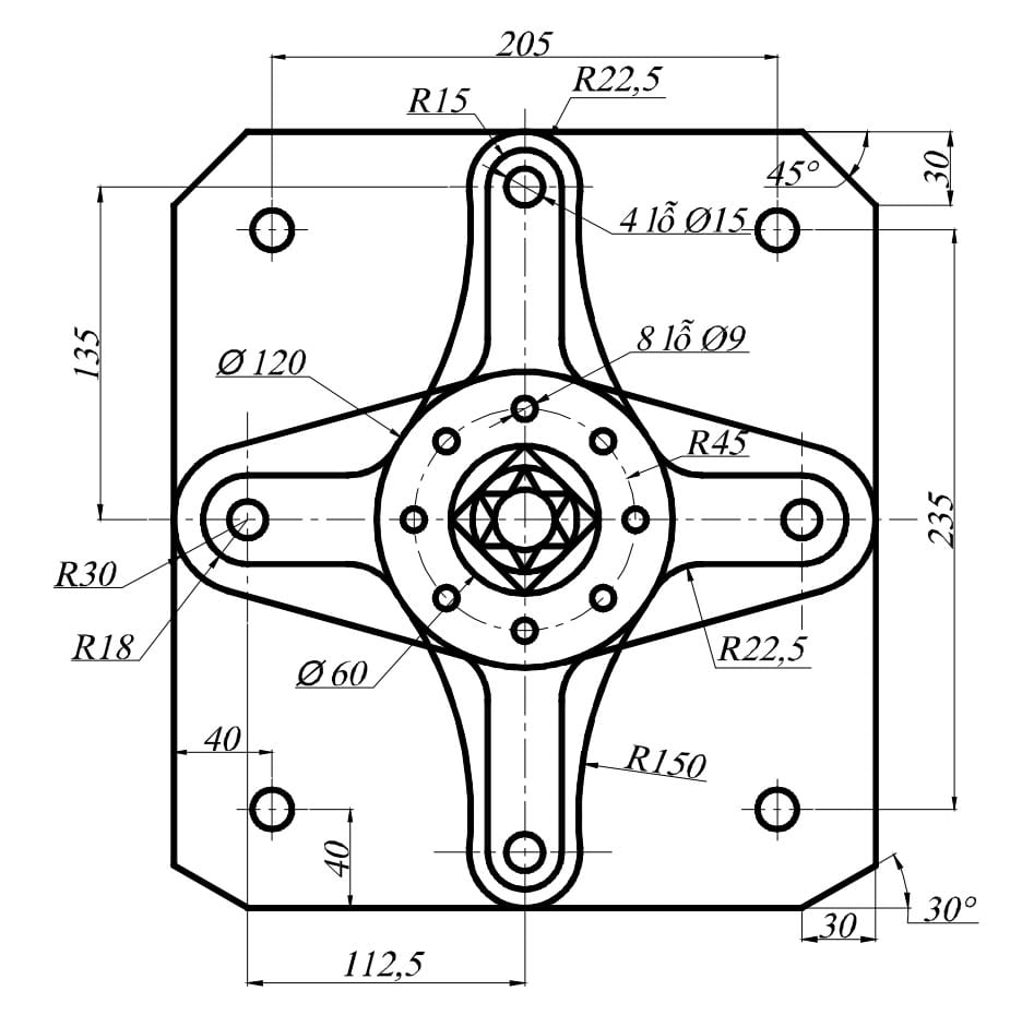 Bài tập AutoCad 2D - Bài số ôn tập - 2