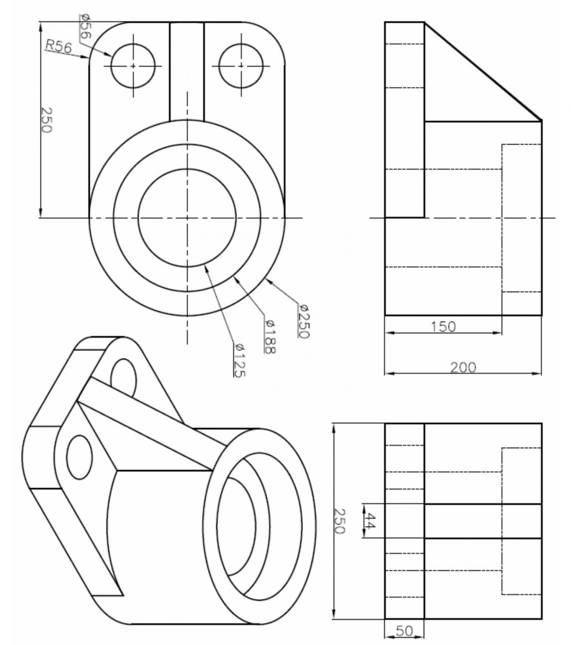 Bài tập AutoCad 2D - Bài số ôn tập - 6